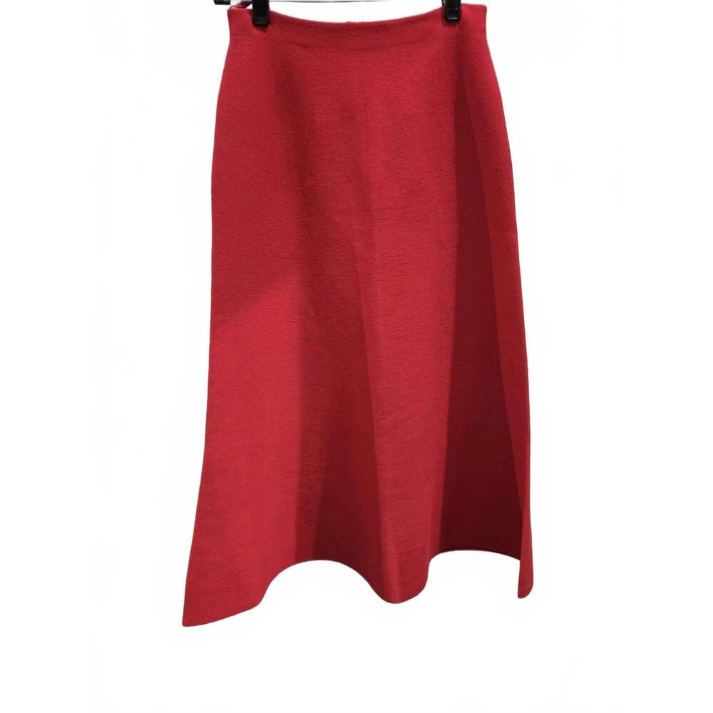 NEW SCANLAN THEODORE women's crepe knit soft hem skirt in red